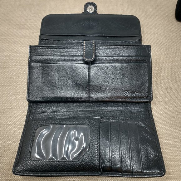 BRIGHTON BLACK PEBBLE LEATHER TRIFOLD WALLET - Picture 6 of 9